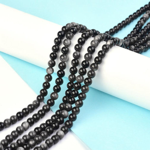 Gemstone Beads, Silver Obsidian, Round, 6mm - BEADED CREATIONS