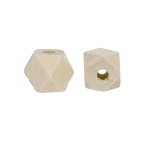 Geometric Wood Beads, Natural, Raw, Hexagon, 10mm - BEADED CREATIONS
