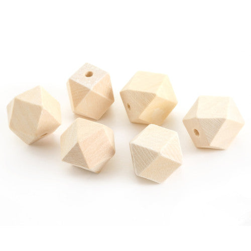 Geometric Wood Beads, Natural, Raw, Polygon, 20mm - BEADED CREATIONS