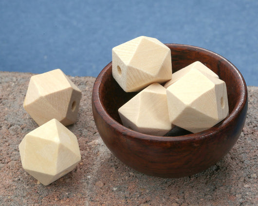 Geometric Wood Beads, Natural, Raw, Polygon, 20mm - BEADED CREATIONS