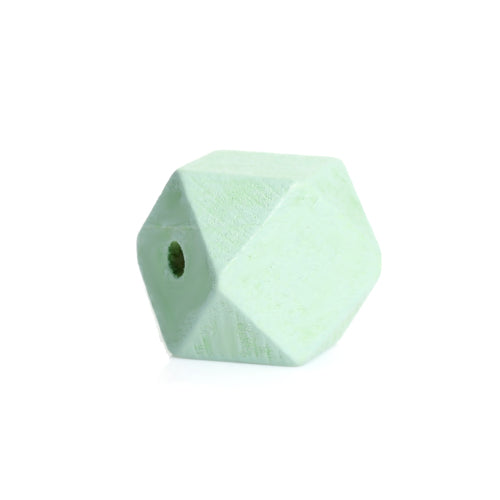 Geometric Wood Beads, Polygon, Light Green, 20mm - BEADED CREATIONS