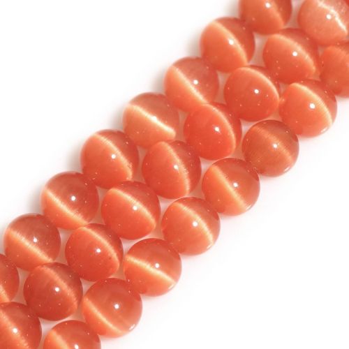 Glass Beads, Cat Eye, Fiber Optic, Coral, Round, 4mm - BEADED CREATIONS