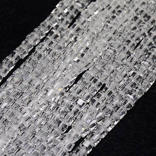 Glass Beads, Cube, Faceted, Clear, 3-3.5mm - BEADED CREATIONS