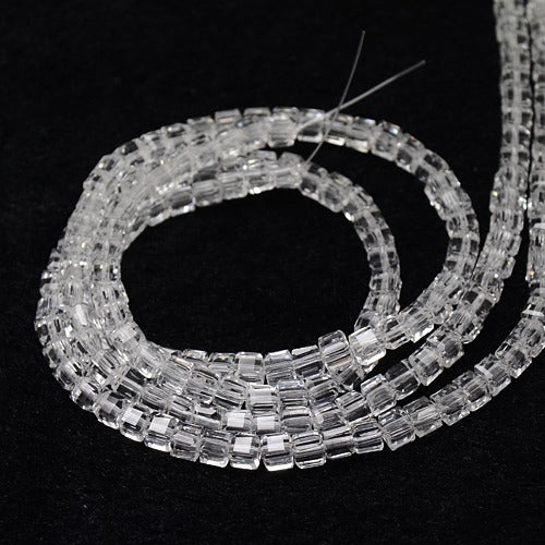 Glass Beads, Cube, Faceted, Clear, 3-3.5mm - BEADED CREATIONS