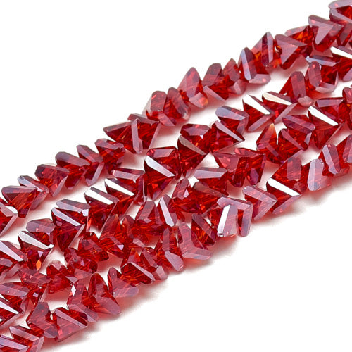 Glass Beads, Electroplated, Faceted, Triangle, Red, 6x5x4mm - BEADED CREATIONS