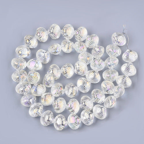 Glass Beads, Electroplated, Shell Shape, Clear, AB, 12mm - BEADED CREATIONS