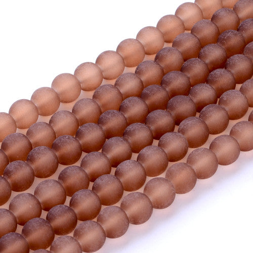 Glass Beads, Frosted, Round, Camel, 10mm - BEADED CREATIONS