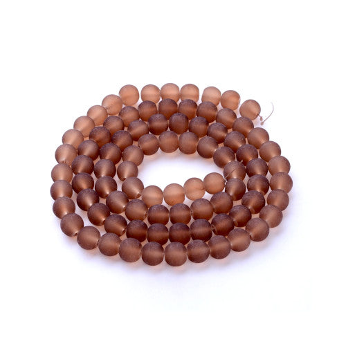 Glass Beads, Frosted, Round, Camel, 10mm - BEADED CREATIONS