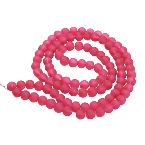 Glass Beads, Frosted, Round, Crimson, 8mm - BEADED CREATIONS