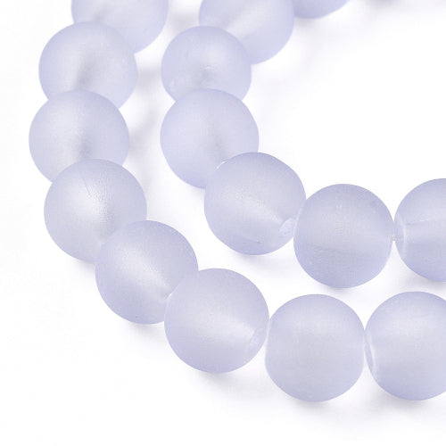 Glass Beads, Frosted, Round, Lilac, 8mm - BEADED CREATIONS