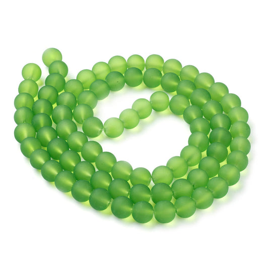 Glass Beads, Frosted, Round, Lime Green, 10mm - BEADED CREATIONS