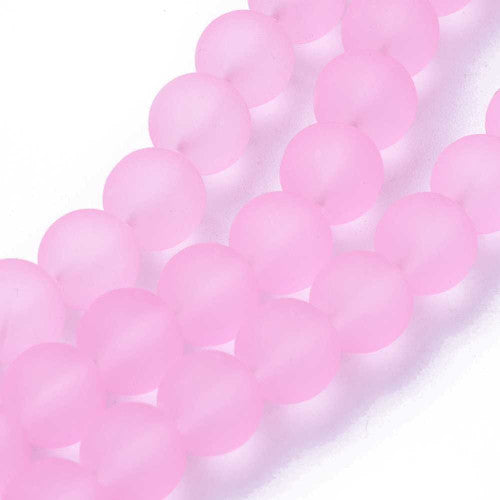 Glass Beads, Frosted, Round, Pearl Pink, 10mm - BEADED CREATIONS