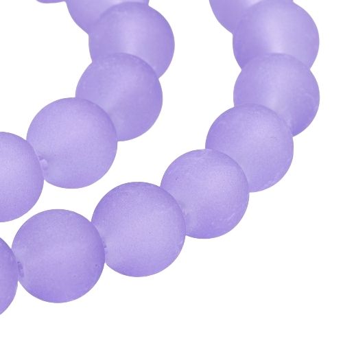 Glass Beads, Frosted, Round, Purple, 8mm - BEADED CREATIONS