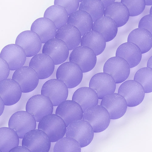 Glass Beads, Frosted, Round, Purple, 8mm - BEADED CREATIONS