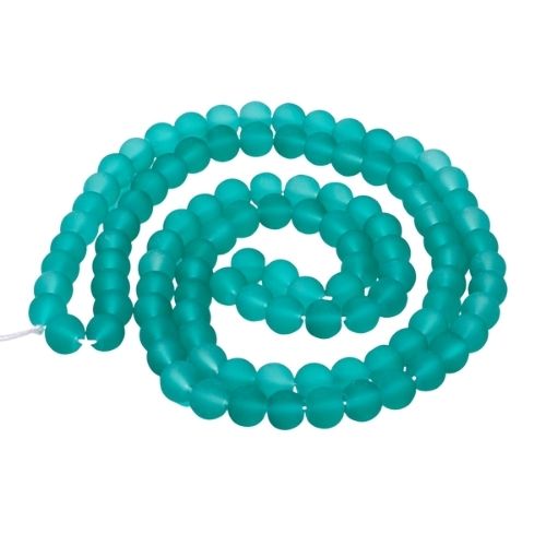Glass Beads, Frosted, Round, Teal, 8mm - BEADED CREATIONS