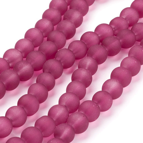 Glass Beads, Frosted, Round, Violet, 8mm - BEADED CREATIONS