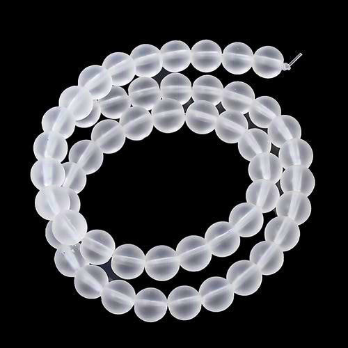 Glass Beads, Frosted, Round, White, 8mm - BEADED CREATIONS