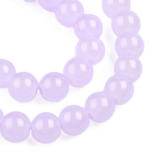 Glass Beads, Imitation Jade, Round, Lilac, 8mm - BEADED CREATIONS