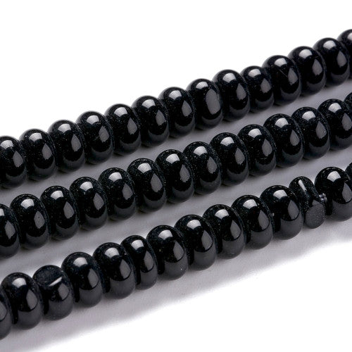 Glass Beads, K9 Glass, Rondelle, Opaque, Black, 8mm - BEADED CREATIONS