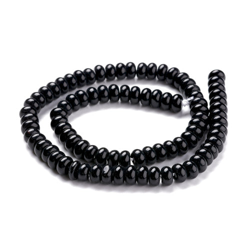 Glass Beads, K9 Glass, Rondelle, Opaque, Black, 8mm - BEADED CREATIONS