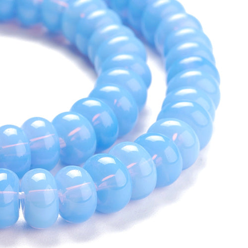 Glass Beads, K9 Glass, Rondelle, Opaque, Light Sky Blue, 8mm - BEADED CREATIONS