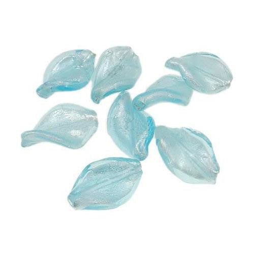 Glass Beads, Lampwork Beads, Handmade, Silver Foil Glass, Twisted, Sky Blue, 30mm - BEADED CREATIONS