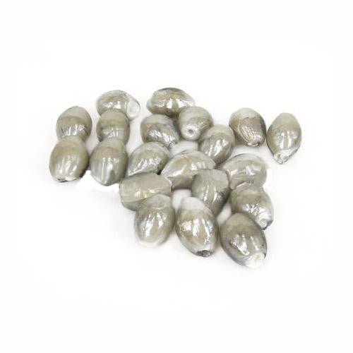 Glass Beads, Lampwork Glass Beads, Handmade, Silver Foil, Oval, Tapered, Barrel, Grey, 17mm - BEADED CREATIONS