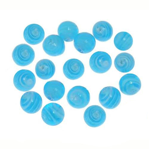 Glass Beads, Lampwork Glass, Handmade, Marbled, Round, Blue, 10mm - BEADED CREATIONS