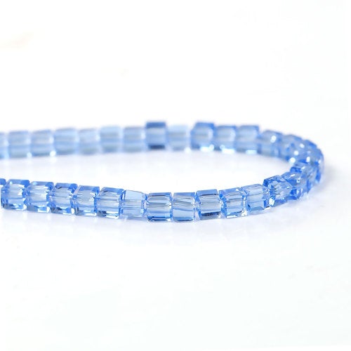 Glass Beads, Light Blue, Cube, Faceted, Transparent, 3mm - BEADED CREATIONS