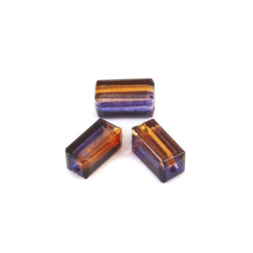 Glass Beads, Rectangle, Faceted, Two-Tone, Purple, Brown, 8mm - BEADED CREATIONS