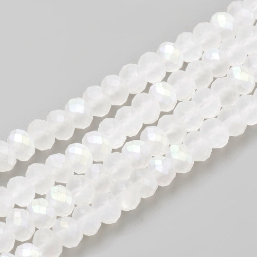 Glass Beads, Rondelle, Faceted, Matte, Clear, AB, 10mm - BEADED CREATIONS