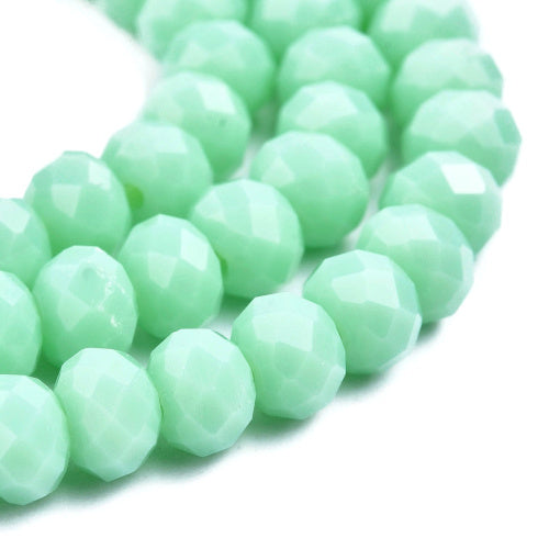 Glass Beads, Rondelle, Faceted, Opaque Turquoise, 4mm - BEADED CREATIONS