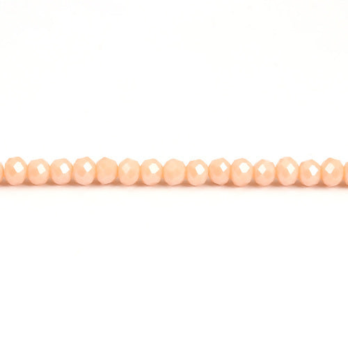 Glass Beads, Rondelle, Faceted, Opaque, Peachy Beige, 6mm - BEADED CREATIONS