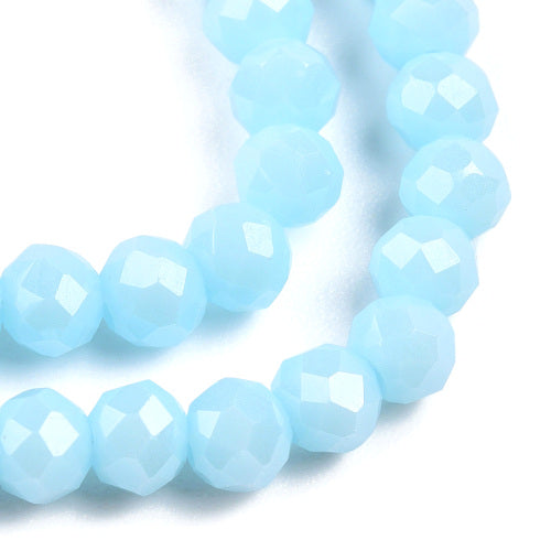 Glass Beads, Rondelle, Faceted, Opaque, Pearl Luster, Sky Blue, 4mm - BEADED CREATIONS