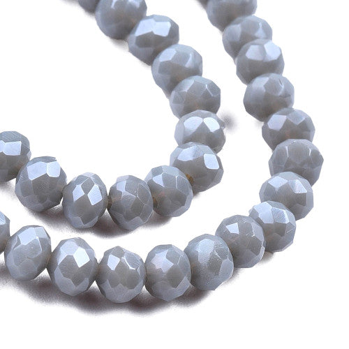 Glass Beads, Rondelle, Faceted, Pearl Luster, Light Steel Blue, 4mm - BEADED CREATIONS