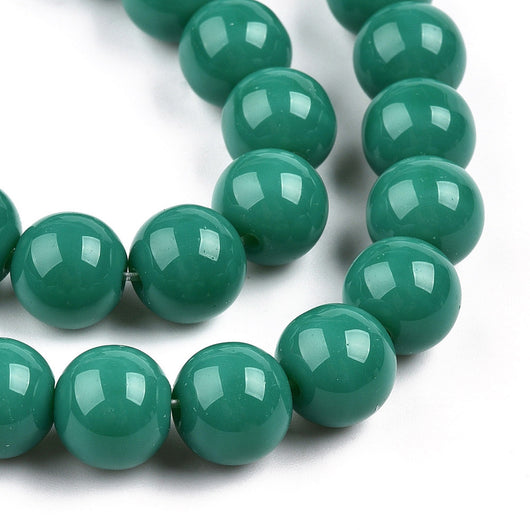 Glass Beads, Round, Opaque, Dark Cyan, 10mm - BEADED CREATIONS