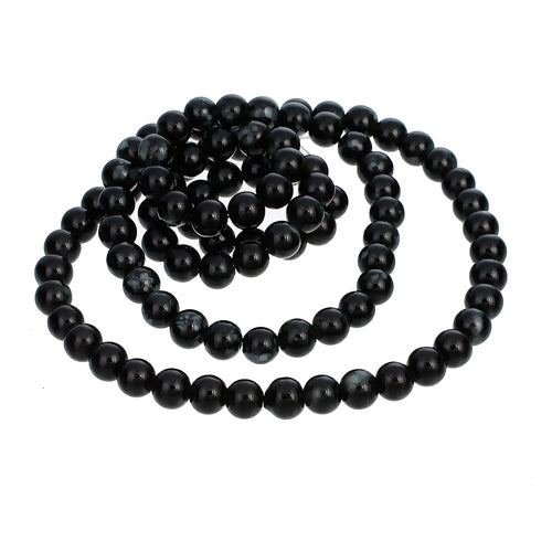 Glass Beads, Round, Opaque, Mottled, Black, White, 8mm - BEADED CREATIONS