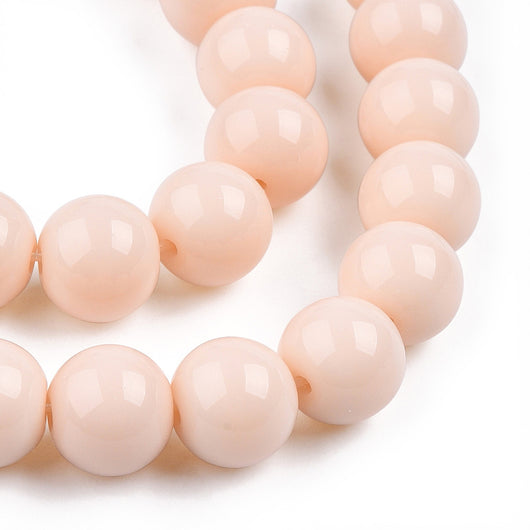 Glass Beads, Round, Opaque, Peach Puff, 10mm - BEADED CREATIONS