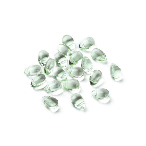 Glass Beads, Teardrop, Transparent, Top-Drilled, Light Green, 9mm - BEADED CREATIONS