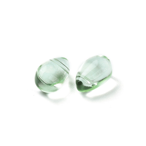 Glass Beads, Teardrop, Transparent, Top-Drilled, Light Green, 9mm - BEADED CREATIONS