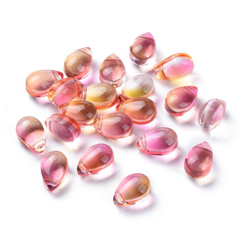 Glass Beads, Teardrop, Transparent, Top-Drilled, Light Salmon, 9mm - BEADED CREATIONS