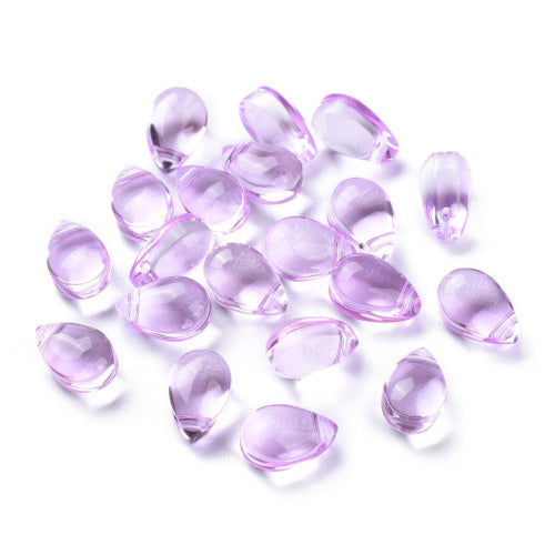 Glass Beads, Teardrop, Transparent, Top-Drilled, Medium Purple, 9mm - BEADED CREATIONS
