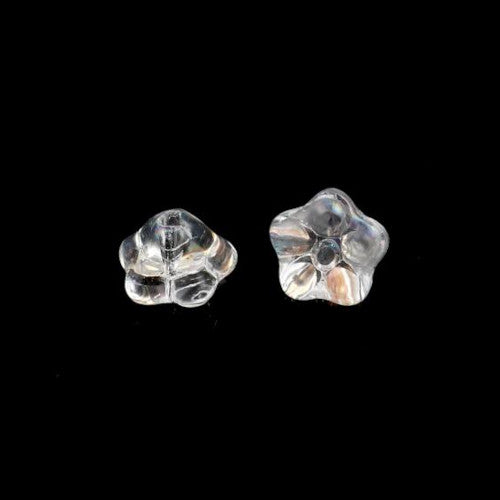 Glass Beads, Trumpet Flower, Clear, AB, 8mm - BEADED CREATIONS