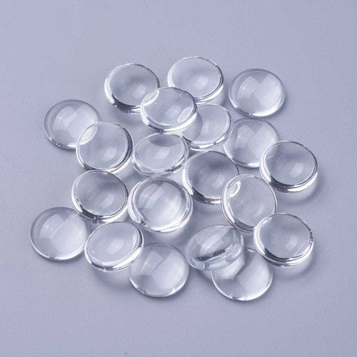 Glass Cabochons, Dome Seals, Round, Flat Back, Clear, 12mm - BEADED CREATIONS