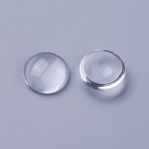 Glass Cabochons, Dome Seals, Round, Flat Back, Clear, 12mm - BEADED CREATIONS