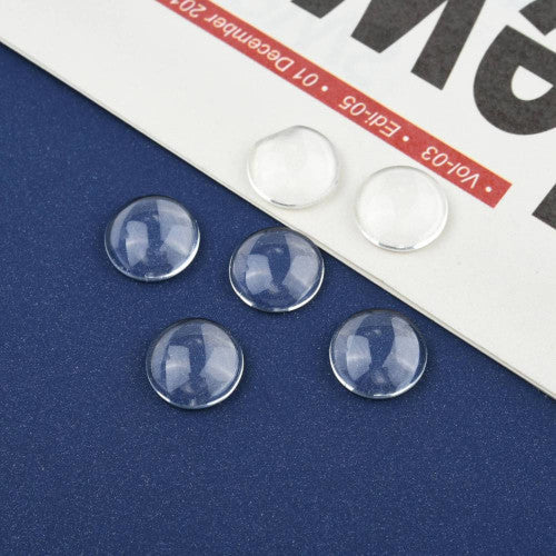 Glass Cabochons, Dome Seals, Round, Flat Back, Clear, 12mm - BEADED CREATIONS