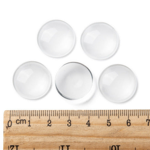 Glass Cabochons, Dome Seals, Round, Flat Back, Clear, 20mm - BEADED CREATIONS