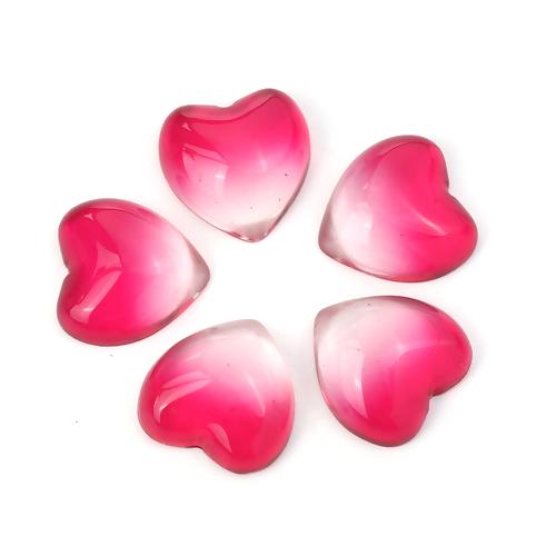 Glass Cabochons, Heart, Gradient, Fuchsia, 15mm - BEADED CREATIONS