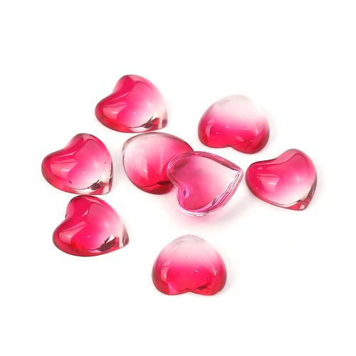 Glass Cabochons, Heart, Gradient, Fuchsia, 15mm - BEADED CREATIONS