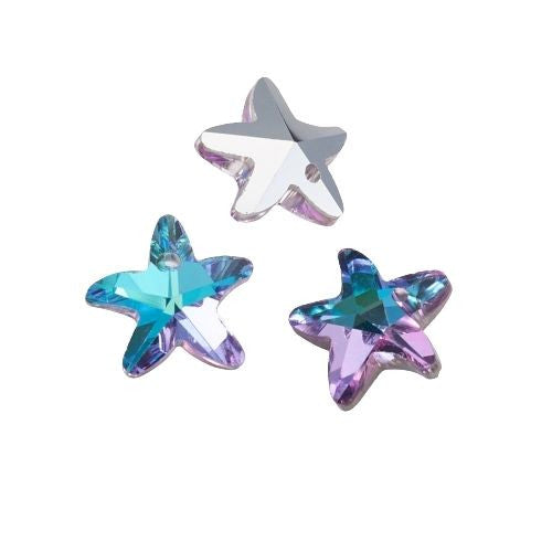 Glass Charms, Austrian Crystal, K9 Glass, Faceted, Starfish, Light Amethyst, 14mm - BEADED CREATIONS